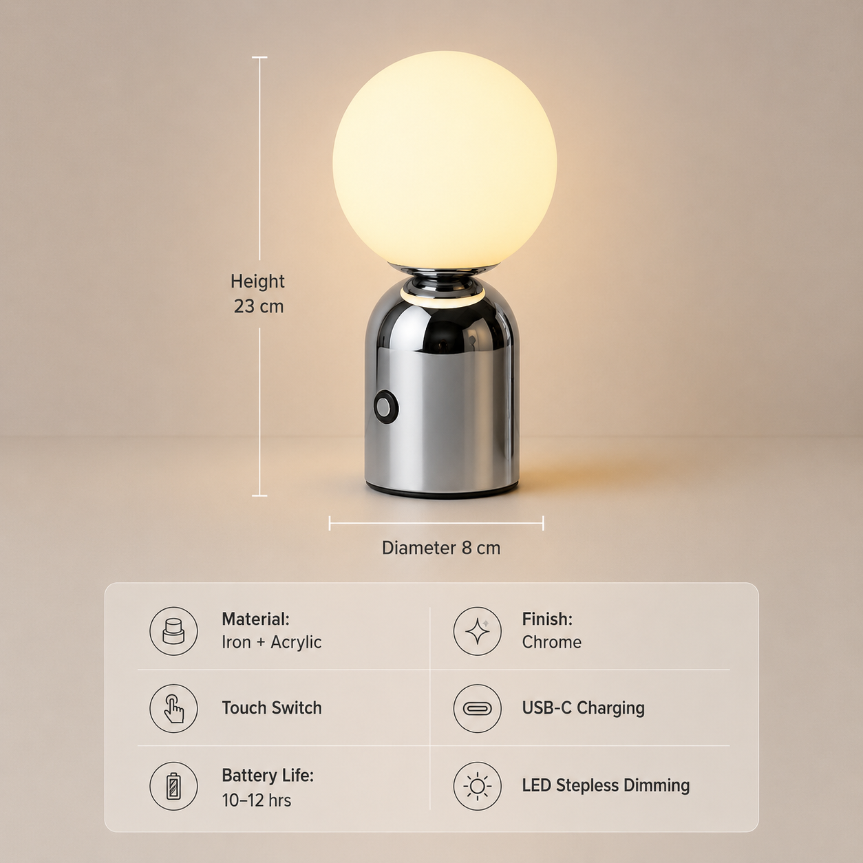 Rascal Glow Orb Cordless Table Lamp