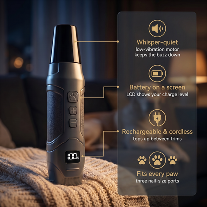 Rascal Quiet Dog Nail Grinder — key benefits