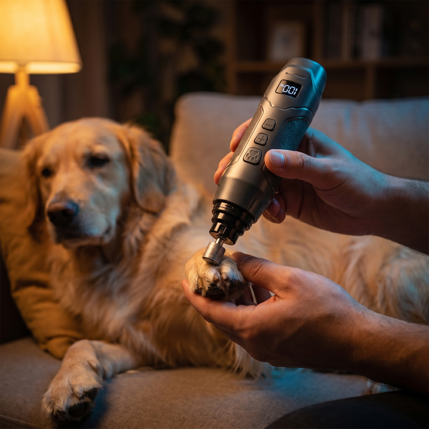 Rascal Quiet Dog Nail Grinder — quiet in use on a calm dog