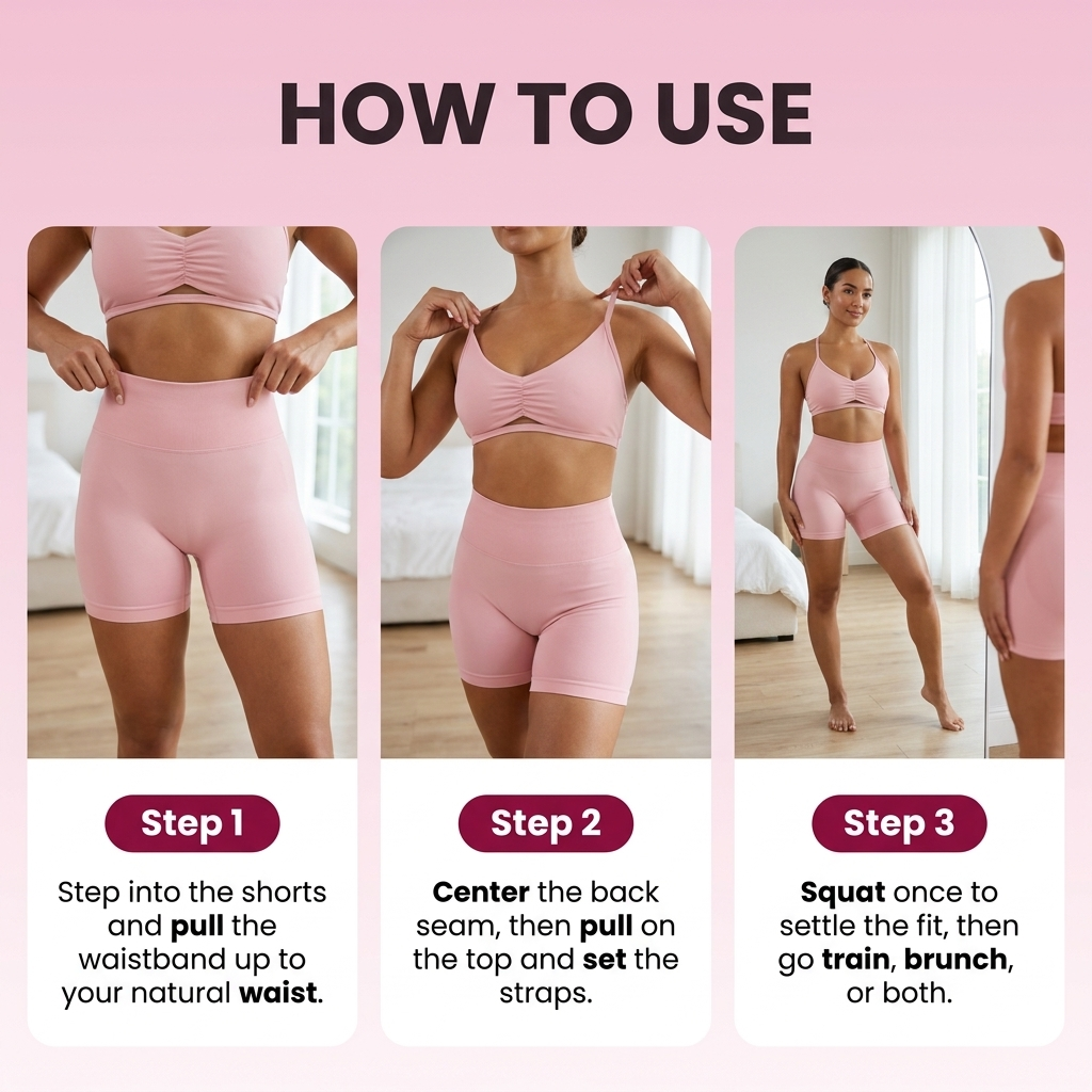How to use The Sculpt Set in 3 steps — step into shorts, center the seam, settle the fit
